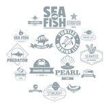 Fototapeta Londyn - Fish sea logo icons set. Simple illustration of 16 fish sea logo vector icons for web