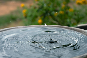 raining dripping on the jar