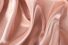 Texture Of Rose Gold Silk As Background, Closeup