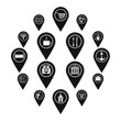 Points of interest icons set. Simple illustration of 16 points of interest vector icons for web