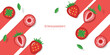 Fresh strawberry fruit background in paper art style , vector , illustration