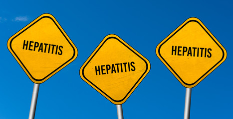 hepatitis - yellow sign with blue sky