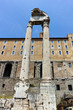 Temple of Vespasian and Titus at Roman Forum in city of Rome, Italy