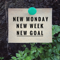 Motivational and inspirational quote - New Monday, new week, new goal. With vintage styled background.