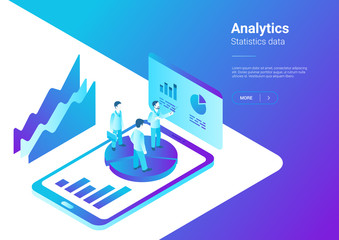 Isometric Flat Analytics Marketing Vector People Smartphone