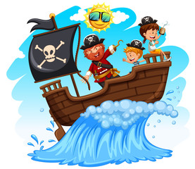 Canvas Print - Pirate and Children Fun Trip