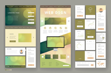 Wall Mural - Website template design with interface elements