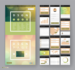 Wall Mural - Website template design with interface elements