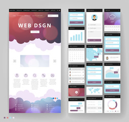 Wall Mural - Website template design with interface elements