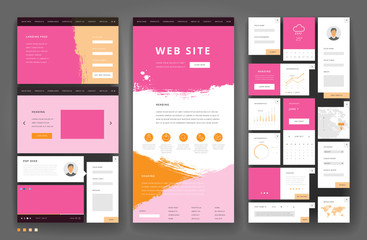 Wall Mural - website template design with interface elements