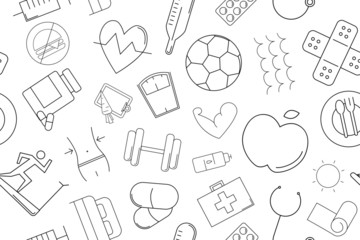 Sticker - Vector health pattern. Health seamless background