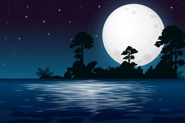 Wall Mural - a full moon night at the lake