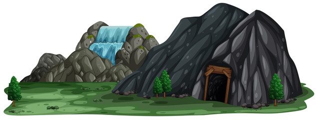 Wall Mural - A Mining Cave on White Background