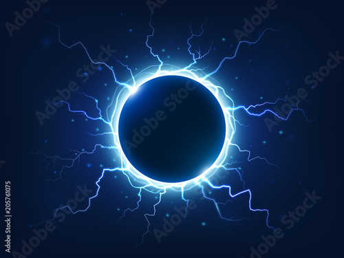 Fotomural Spectacular thunder and lightning surround blue electric ball