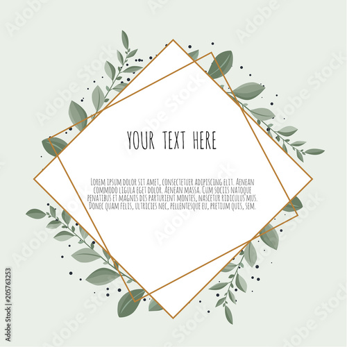 Vector floral design card. Greeting, postcard wedding invite template. Elegan...