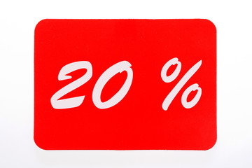 20 percent off shopping tag icon in red