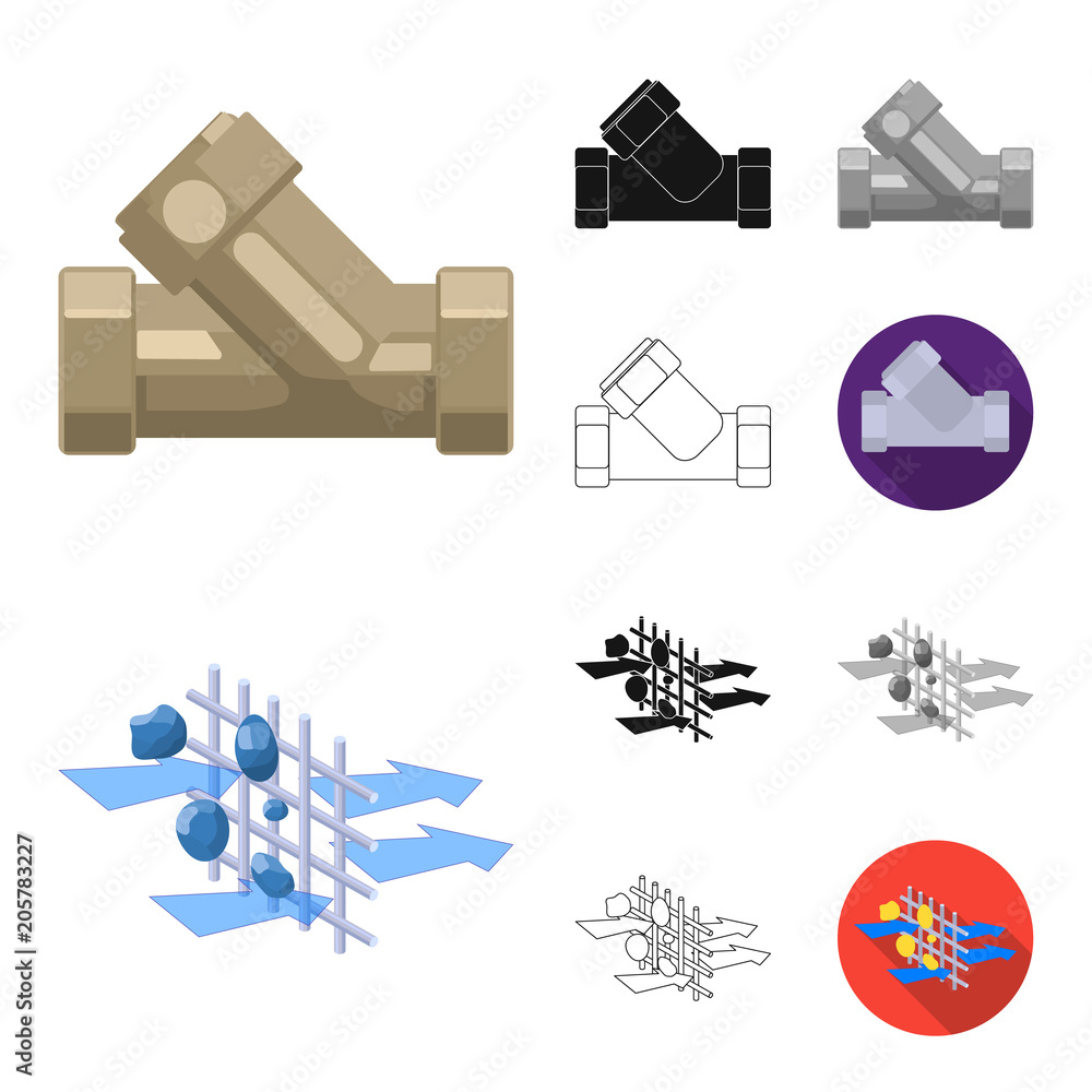 Water filtration system cartoon,black,flat,monochrome,outline icons in ...