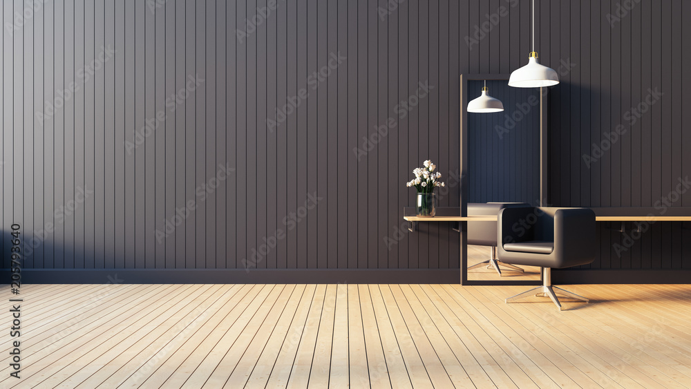 Modern & living salon interior / 3D render image - obrazy, fototapety, plakaty 