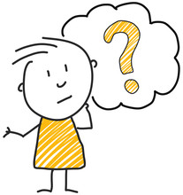 Stick Man Standing And Thinking Bubble Expression Illustration Yellow Question Mark