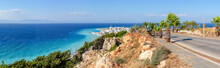 Panoramic View Of Sea Bay And Town Of Rhodes. Rhodes Island, Greece