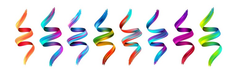 Set abstract colorful wave flow design elements. Vector illustration