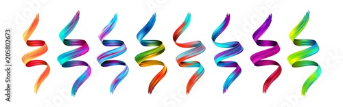 Set abstract colorful wave flow design elements. Vector illustration