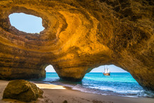 Wonderful View Of Benagil Cave In Carvoeiro Algarve Portugal