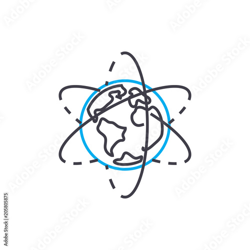 Plagát Exploring geography line icon, vector illustration