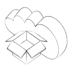 Wall Mural - cloud computing cardboard box storage isometric design vector illustration sketch