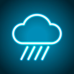 Wall Mural - Cloud and rain. Weather simple icon. Linear style. Neon style. Light decoration icon. Bright electric symbol