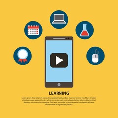 Sticker - smartphone app learning online education vector illustration