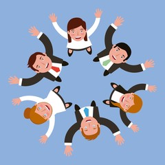 Wall Mural - group of people business around circle from looking up success vector illustration