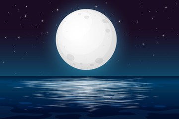 a full moon night at the ocean