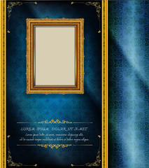 Poster - Decorative vintage frames and borders set,Gold photo frame with corner Thailand line floral for picture