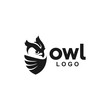 Owl Logo icon animal shield wing creative