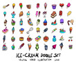 © veekicl - Hand drawn Sketch doodle vector line Ice cream colour icon set on white eps10