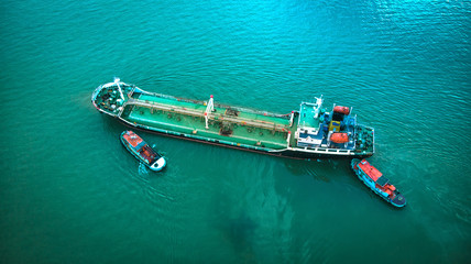 Wall Mural - Aerial view crude oil tanker