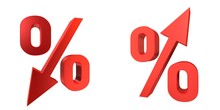 Percent Sign 3d Red Percentage Symbol Arrows Raising Falling Interest Rates Isolated