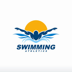 Wall Mural - swimming logo designs vector, creative swimmer logo vector
