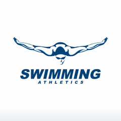 Wall Mural - swimming logo designs vector, creative swimmer logo vector