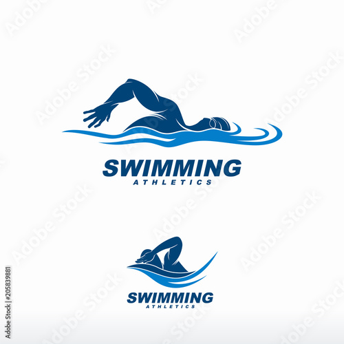 Swimming logo designs vector, Creative Swimmer logo Vector Stock Vector