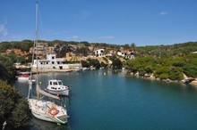 Bucht Mit Fischerbooten Auf Spanischer Insel Menorca