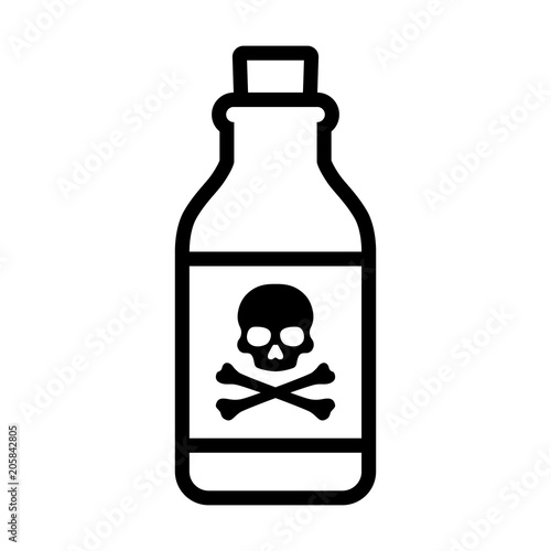 Fotografía Bottle of poison or poisonous chemical toxin with crossbones label line art vect