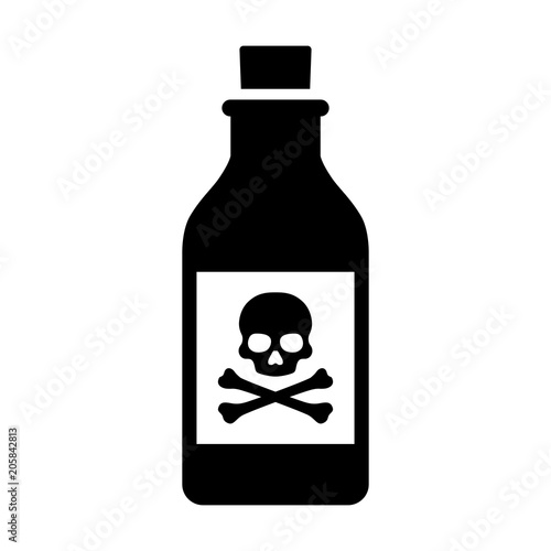 Fotomural Bottle of poison or poisonous chemical toxin with crossbones label vector icon f