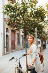 Canvas Print - Amazing smiling beautiful woman walking