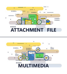 Canvas Print - vector line art file attachment multimedia templates
