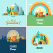 Camping.  Summer holidays in a tent on the nature. Vector illustration.
