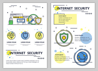 Canvas Print - vector line art internet security poster banner