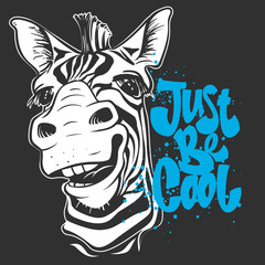 print with zebra images and text, t-shirt design