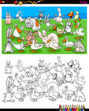 Fototapeta Pokój dzieciecy - ducks and rabbits characters coloring book